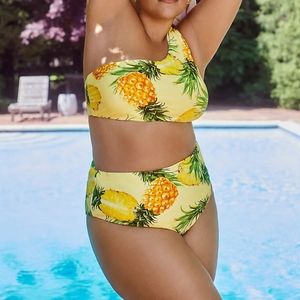 Anthropologie plus printed high waist bikini bottoms, 3X, yellow